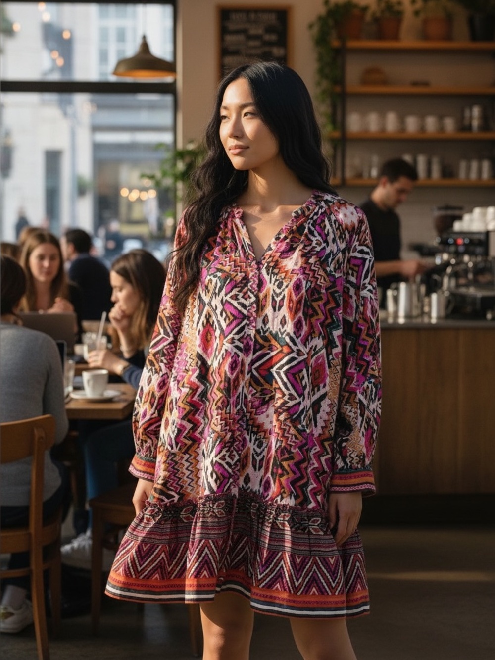 Zara “The Angie” Multi-Color Geometric Print Loose Fitting Mini Dress
